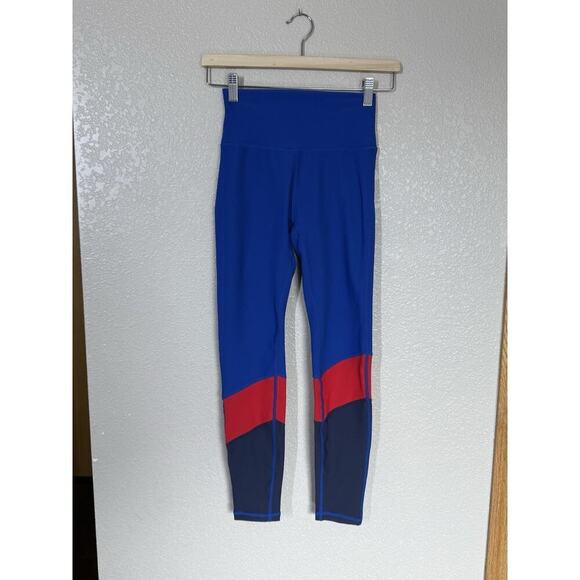 Wilo The Label Ribbed Color Block 7/8 Leggings XS Blue Red - Picture 1 of 4